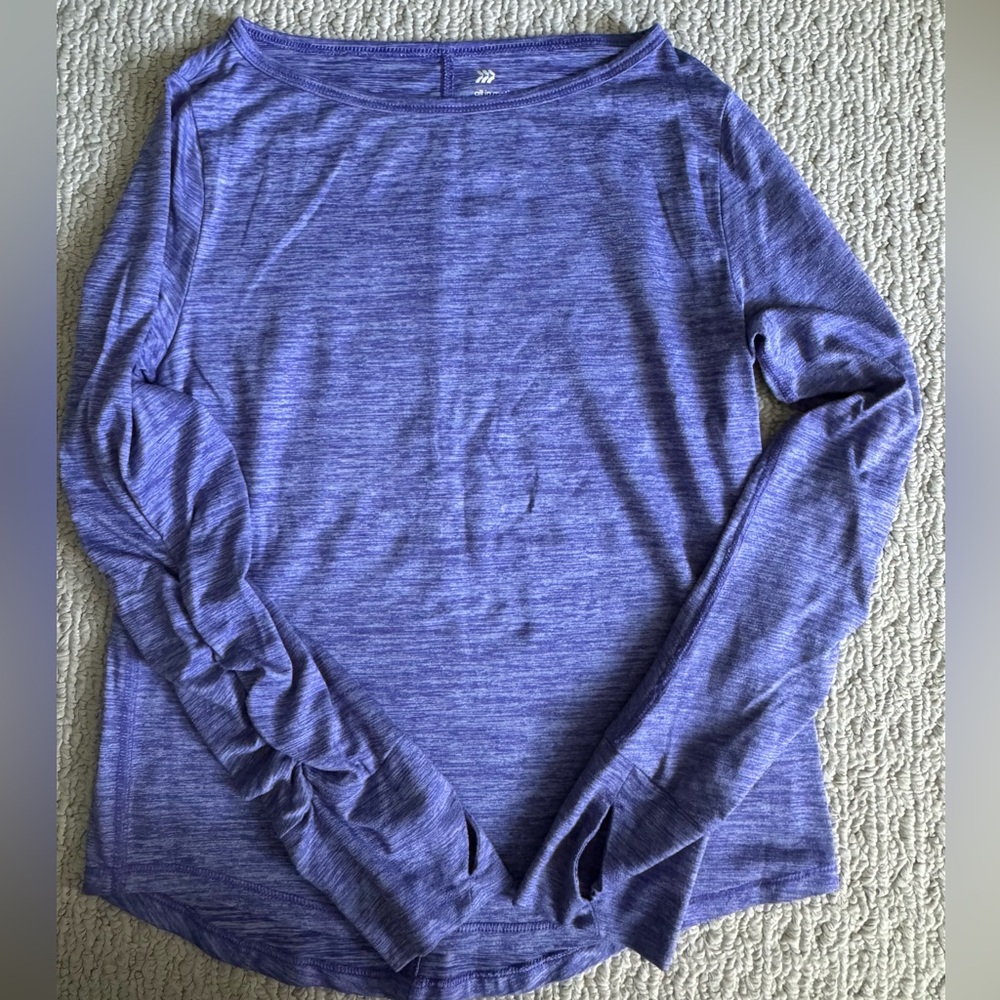All in Motion Purple Performance Top with Ruffled sleeves